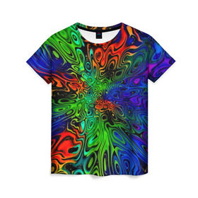 Женская футболка 3D с принтом Цветные разводы , 100% полиэфир ( синтетическое хлопкоподобное полотно) | прямой крой, круглый вырез горловины, длина до линии бедер | размытие