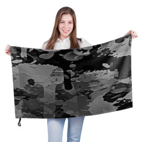 Флаг 3D с принтом Black&Gray , 100% полиэстер | плотность ткани — 95 г/м2, размер — 67 х 109 см. Принт наносится с одной стороны | 