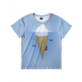 Детская футболка 3D с принтом Мороженое , 100% гипоаллергенный полиэфир | прямой крой, круглый вырез горловины, длина до линии бедер, чуть спущенное плечо, ткань немного тянется | Тематика изображения на принте: food | ice cream | вкусно | еда | мороженое