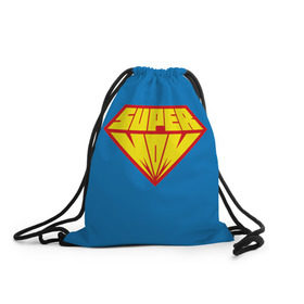Рюкзак-мешок 3D с принтом Супермама , 100% полиэстер | плотность ткани — 200 г/м2, размер — 35 х 45 см; лямки — толстые шнурки, застежка на шнуровке, без карманов и подкладки | мама