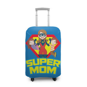 Чехол для чемодана 3D с принтом Супермама , 86% полиэфир, 14% спандекс | двустороннее нанесение принта, прорези для ручек и колес | мама