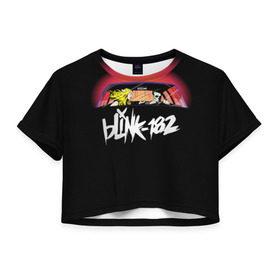 Женская футболка 3D укороченная с принтом Blink-182 , 100% полиэстер | круглая горловина, длина футболки до линии талии, рукава с отворотами | blink | california | pop | punk | rock | группа | калифорния | панк | рок