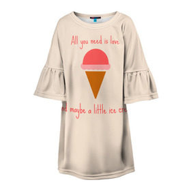 Детское платье 3D с принтом All you need is love , 100% полиэстер | прямой силуэт, чуть расширенный к низу. Круглая горловина, на рукавах — воланы | food | ice cream | love | вкусно | еда | мороженое