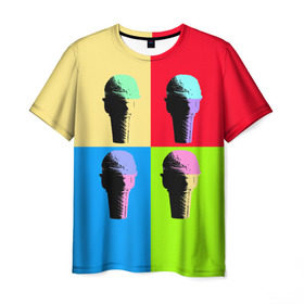 Мужская футболка 3D с принтом Pop Ice Cream , 100% полиэфир | прямой крой, круглый вырез горловины, длина до линии бедер | Тематика изображения на принте: food | ice cream | love | вкусно | еда | мороженое