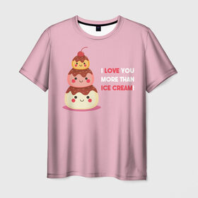 Мужская футболка 3D с принтом Love , 100% полиэфир | прямой крой, круглый вырез горловины, длина до линии бедер | food | ice cream | love | вкусно | еда | мороженое