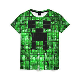Женская футболка 3D с принтом Minecraft , 100% полиэфир ( синтетическое хлопкоподобное полотно) | прямой крой, круглый вырез горловины, длина до линии бедер | game | green | minecraft | игра | игрок | компьютерные игры | майнкрафт