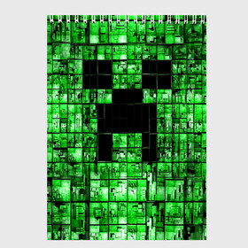 Скетчбук с принтом Minecraft , 100% бумага
 | 48 листов, плотность листов — 100 г/м2, плотность картонной обложки — 250 г/м2. Листы скреплены сверху удобной пружинной спиралью | game | green | minecraft | игра | игрок | компьютерные игры | майнкрафт