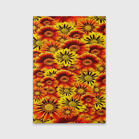 Обложка для паспорта матовая кожа с принтом Цветы , натуральная матовая кожа | размер 19,3 х 13,7 см; прозрачные пластиковые крепления | flower | оранжевый | цветочки | цветы