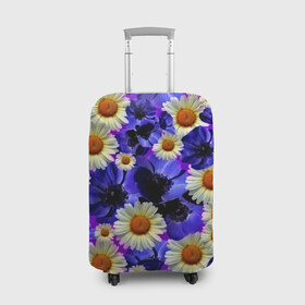 Чехол для чемодана 3D с принтом Цветочки , 86% полиэфир, 14% спандекс | двустороннее нанесение принта, прорези для ручек и колес | flower | лето | поле | полевой цветок | фиолетовый | цветочки | цветы