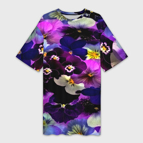 Платье-футболка 3D с принтом Flower Garden ,  |  | паттерн | разноцветный | цветы