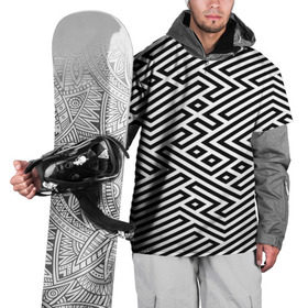 Накидка на куртку 3D с принтом optical illusion , 100% полиэстер |  | геометрия | оптическая иллюзия | черно белый