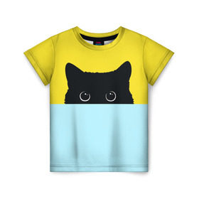 Детская футболка 3D с принтом Moon , 100% гипоаллергенный полиэфир | прямой крой, круглый вырез горловины, длина до линии бедер, чуть спущенное плечо, ткань немного тянется | 3d | cat | kitty | животные | иллюстрация | киса | кот | кот спрятался | котенок | котэ | кошка | минимализм | рисунок | цифровое искусство