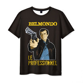 Мужская футболка 3D с принтом Бельмондо , 100% полиэфир | прямой крой, круглый вырез горловины, длина до линии бедер | belmondo | актер | бельмондо | кино | о.м.с.к. | пистолет | профессионал | револьвер | франция