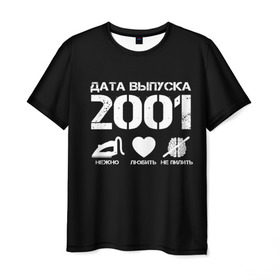 Мужская футболка 3D с принтом Дата выпуска 2001 , 100% полиэфир | прямой крой, круглый вырез горловины, длина до линии бедер | 2001 | год рождения | дата выпуска