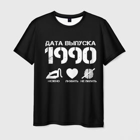 Мужская футболка 3D с принтом Дата выпуска 1990 , 100% полиэфир | прямой крой, круглый вырез горловины, длина до линии бедер | 1990 | год рождения | дата выпуска