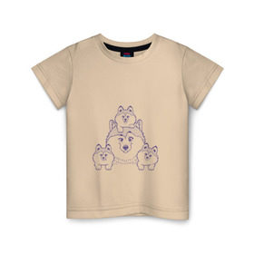 Детская футболка хлопок с принтом Аляскинские маламуты , 100% хлопок | круглый вырез горловины, полуприлегающий силуэт, длина до линии бедер | Тематика изображения на принте: husky | malamute | арт | маламут | собака | хаски