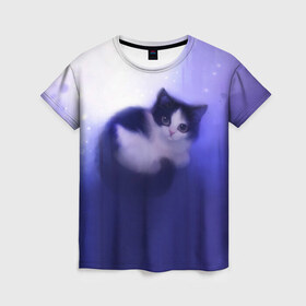 Женская футболка 3D с принтом Киса , 100% полиэфир ( синтетическое хлопкоподобное полотно) | прямой крой, круглый вырез горловины, длина до линии бедер | cat | kitty | животные | киса | кот | котенок | котэ | кошка