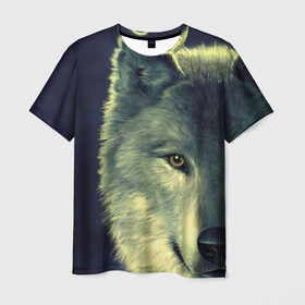 Мужская футболка 3D с принтом Серый волк , 100% полиэфир | прямой крой, круглый вырез горловины, длина до линии бедер | аука | бирюк | волк | волчара | волчица | волчок | глаза | животное | животные | зверь | зеленые | койот | млекопитающее | нос | санитар леса | серый | уши | фауна | фон | хищник | черный | шакал | шерсть