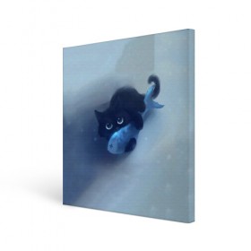 Холст квадратный с принтом Рыбка , 100% ПВХ |  | Тематика изображения на принте: cat | kitty | животные | киса | кот | котенок | котэ | кошка