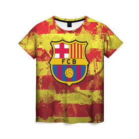 Женская футболка 3D с принтом Барселона №1! , 100% полиэфир ( синтетическое хлопкоподобное полотно) | прямой крой, круглый вырез горловины, длина до линии бедер | barcelona | fc | fcb | барселона | испания | футбольный клуб