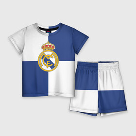 Детский костюм с шортами 3D с принтом Real Madrid №1 ,  |  | Тематика изображения на принте: fc | fcb | lfp | real madrid | болельщикам | испания | испанская премьер лига | испанский | мадрид | реал | реал мадрид | футбольный клуб