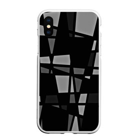 Чехол для iPhone XS Max матовый с принтом Geometry figure , Силикон | Область печати: задняя сторона чехла, без боковых панелей | бумага | геометрия | грани | изгиб | линии | полигоны | полосы | постель | серый | сочетания | текстура | треугольники | черный