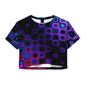 Женская футболка 3D укороченная с принтом Violet background , 100% полиэстер | круглая горловина, длина футболки до линии талии, рукава с отворотами | 