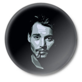 Значок с принтом Джонни Депп ,  металл | круглая форма, металлическая застежка в виде булавки | Тематика изображения на принте: johnny depp | джонни депп