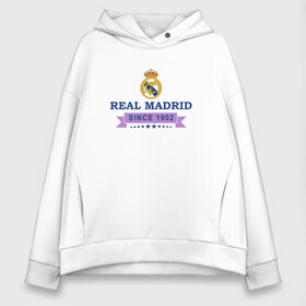 Женское худи Oversize хлопок с принтом Real Madrid - Classic 1902 , френч-терри — 70% хлопок, 30% полиэстер. Мягкий теплый начес внутри —100% хлопок | боковые карманы, эластичные манжеты и нижняя кромка, капюшон на магнитной кнопке | real | real madrid | мадрид | реал | футбол