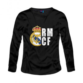 Женский лонгслив хлопок с принтом Real Madrid - RM/CF (Classic) , 100% хлопок |  | Тематика изображения на принте: cf | real | real madrid | rn | мадрид | реал | футбол