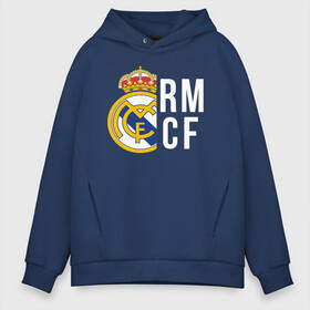 Мужское худи Oversize хлопок с принтом Real Madrid - RM CF (Classic) , френч-терри — 70% хлопок, 30% полиэстер. Мягкий теплый начес внутри —100% хлопок | боковые карманы, эластичные манжеты и нижняя кромка, капюшон на магнитной кнопке | Тематика изображения на принте: cf | real | real madrid | rn | мадрид | реал | футбол