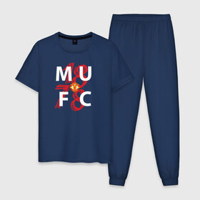 Мужская пижама хлопок с принтом Manchester United - 1878 , 100% хлопок | брюки и футболка прямого кроя, без карманов, на брюках мягкая резинка на поясе и по низу штанин
 | manchester united | манчестер юнайтед | футбол