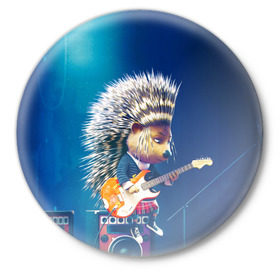Значок с принтом Животный рок ,  металл | круглая форма, металлическая застежка в виде булавки | бас | гитара | дикобраз | еж | ежик | колонки | музыка | рок