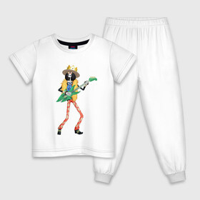 Детская пижама хлопок с принтом Брук , 100% хлопок |  брюки и футболка прямого кроя, без карманов, на брюках мягкая резинка на поясе и по низу штанин
 | Тематика изображения на принте: anime | brook | one | piece | ван | луффи | музыка | пираты | пис | скелет