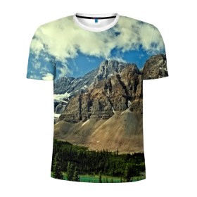 Мужская футболка 3D спортивная с принтом Высокие горы , 100% полиэстер с улучшенными характеристиками | приталенный силуэт, круглая горловина, широкие плечи, сужается к линии бедра | пейзаж