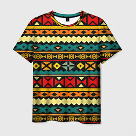 Мужская футболка 3D с принтом Арабский орнамент , 100% полиэфир | прямой крой, круглый вырез горловины, длина до линии бедер | полосы | этника | этнические | яркий