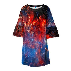 Детское платье 3D с принтом Млечный путь , 100% полиэстер | прямой силуэт, чуть расширенный к низу. Круглая горловина, на рукавах — воланы | nebula | звезды | созвездие | туманность