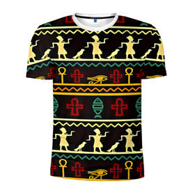 Мужская футболка 3D спортивная с принтом Египетский узор , 100% полиэстер с улучшенными характеристиками | приталенный силуэт, круглая горловина, широкие плечи, сужается к линии бедра | народ | народные | узор | этника | этнические