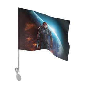 Флаг для автомобиля с принтом Mass Effect , 100% полиэстер | Размер: 30*21 см | n7 | shepard | галактика | жнец | космос | масс | нормандия | планета | шепард | эффект