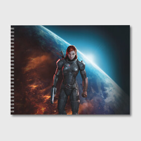 Альбом для рисования с принтом Mass Effect , 100% бумага
 | матовая бумага, плотность 200 мг. | n7 | shepard | галактика | жнец | космос | масс | нормандия | планета | шепард | эффект