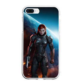 Чехол для iPhone 7Plus/8 Plus матовый с принтом Mass Effect , Силикон | Область печати: задняя сторона чехла, без боковых панелей | n7 | shepard | галактика | жнец | космос | масс | нормандия | планета | шепард | эффект