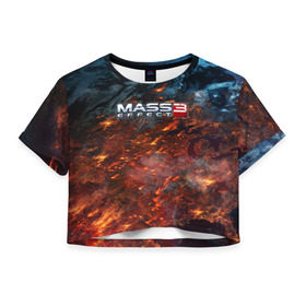 Женская футболка 3D укороченная с принтом Mass Effect , 100% полиэстер | круглая горловина, длина футболки до линии талии, рукава с отворотами | n7 | shepard | галактика | жнец | космос | масс | нормандия | планета | шепард | эффект