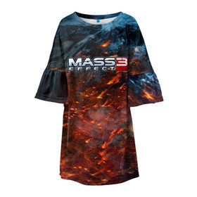 Детское платье 3D с принтом Mass Effect , 100% полиэстер | прямой силуэт, чуть расширенный к низу. Круглая горловина, на рукавах — воланы | n7 | shepard | галактика | жнец | космос | масс | нормандия | планета | шепард | эффект