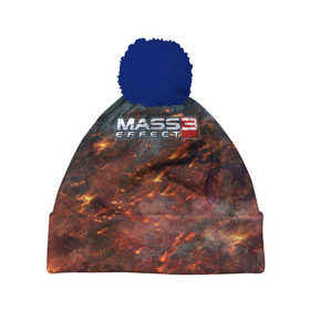 Шапка 3D c помпоном с принтом Mass Effect , 100% полиэстер | универсальный размер, печать по всей поверхности изделия | n7 | shepard | галактика | жнец | космос | масс | нормандия | планета | шепард | эффект