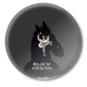 Значок с принтом Конь БоДжек ,  металл | круглая форма, металлическая застежка в виде булавки | bojack horseman | конь бо джек | конь боджек
