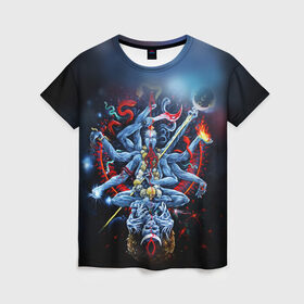 Женская футболка 3D с принтом Cult of Fire , 100% полиэфир ( синтетическое хлопкоподобное полотно) | прямой крой, круглый вырез горловины, длина до линии бедер | Тематика изображения на принте: black metal | демон | череп