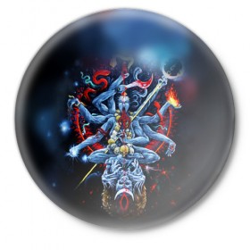 Значок с принтом Cult of Fire ,  металл | круглая форма, металлическая застежка в виде булавки | black metal | демон | череп
