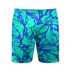 Мужские шорты 3D спортивные с принтом Фрактальные лепестки ,  |  | Тематика изображения на принте: листья | паттерн | синий