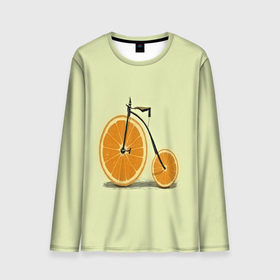 Мужской лонгслив 3D с принтом Апельсиновый велосипед , 100% полиэстер | длинные рукава, круглый вырез горловины, полуприлегающий силуэт | 