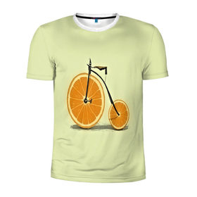 Мужская футболка 3D спортивная с принтом Апельсиновый велосипед , 100% полиэстер с улучшенными характеристиками | приталенный силуэт, круглая горловина, широкие плечи, сужается к линии бедра | 